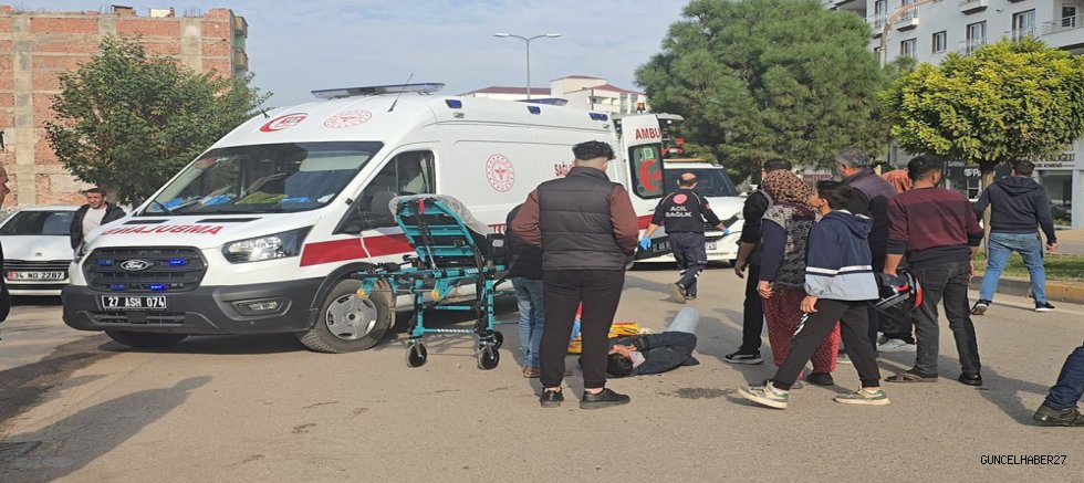 Gaziantep’te minibüse arkadan çarpan motosiklet sürücüsü yaralandı