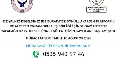 Gaziantep'te 27. Toplu Sünnet Şöleni Kayıtları Başladı
