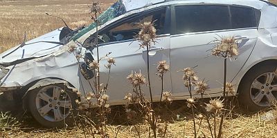 Gaziantep’te devrilen otomobilin sürücüsü yaralandı