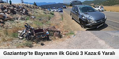 Gaziantep’te iki ilçede üç kaza;6 yaralı