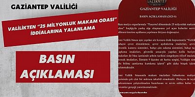 Valilikten “25 Milyonluk Makam Odası” İddialarına Yalanlama
