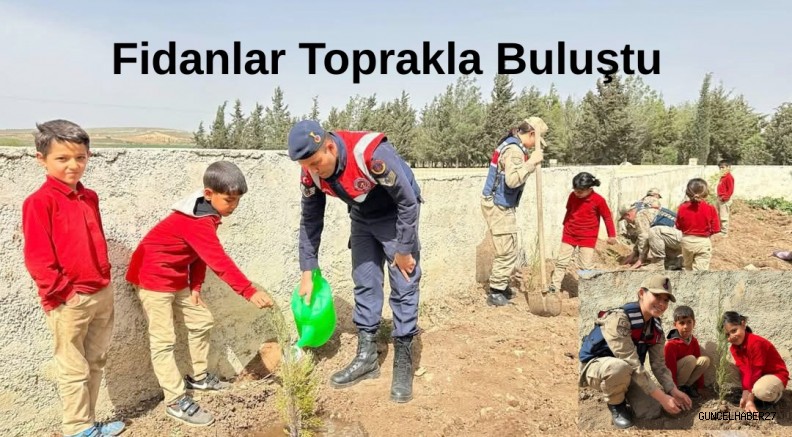 Jandarma ekipleri, öğrencilerle fidan dikti