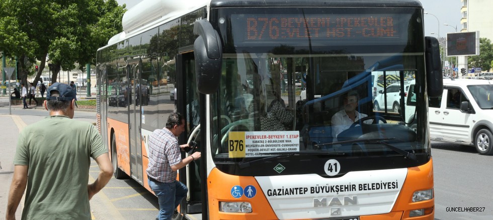 Gaziantep’te Büyükşehir’e bağlı ulaşım araçları bayramda ücretsiz