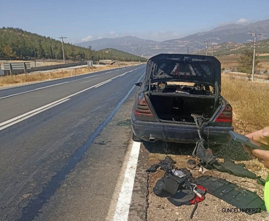 Nurdağı’nda otomobil yandı!