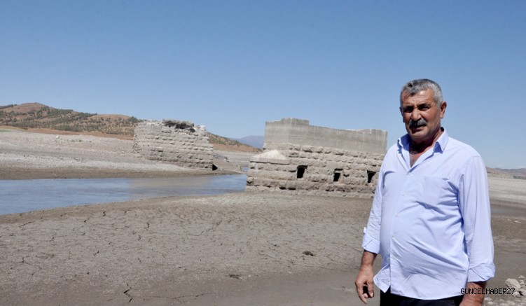 Baraj suyu çekildi, demiryolu köprüsü ayakları göründü