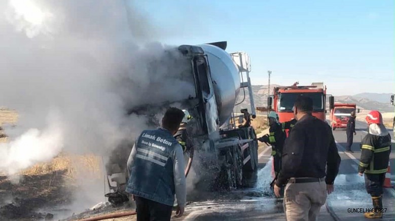 Gaziantep’te beton mikseri yandı